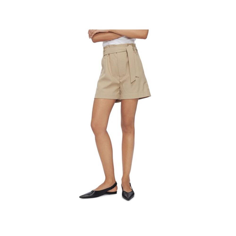 ANINE BING Womens Pocketed Paperbag Waist Self Tie Wear To Work Cuffed Shorts